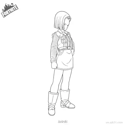 人造人18号 02简笔画 素描 涂鸦 - 免费可打印堡垒之夜 下载PDF – 免费可打印简笔画涂色画